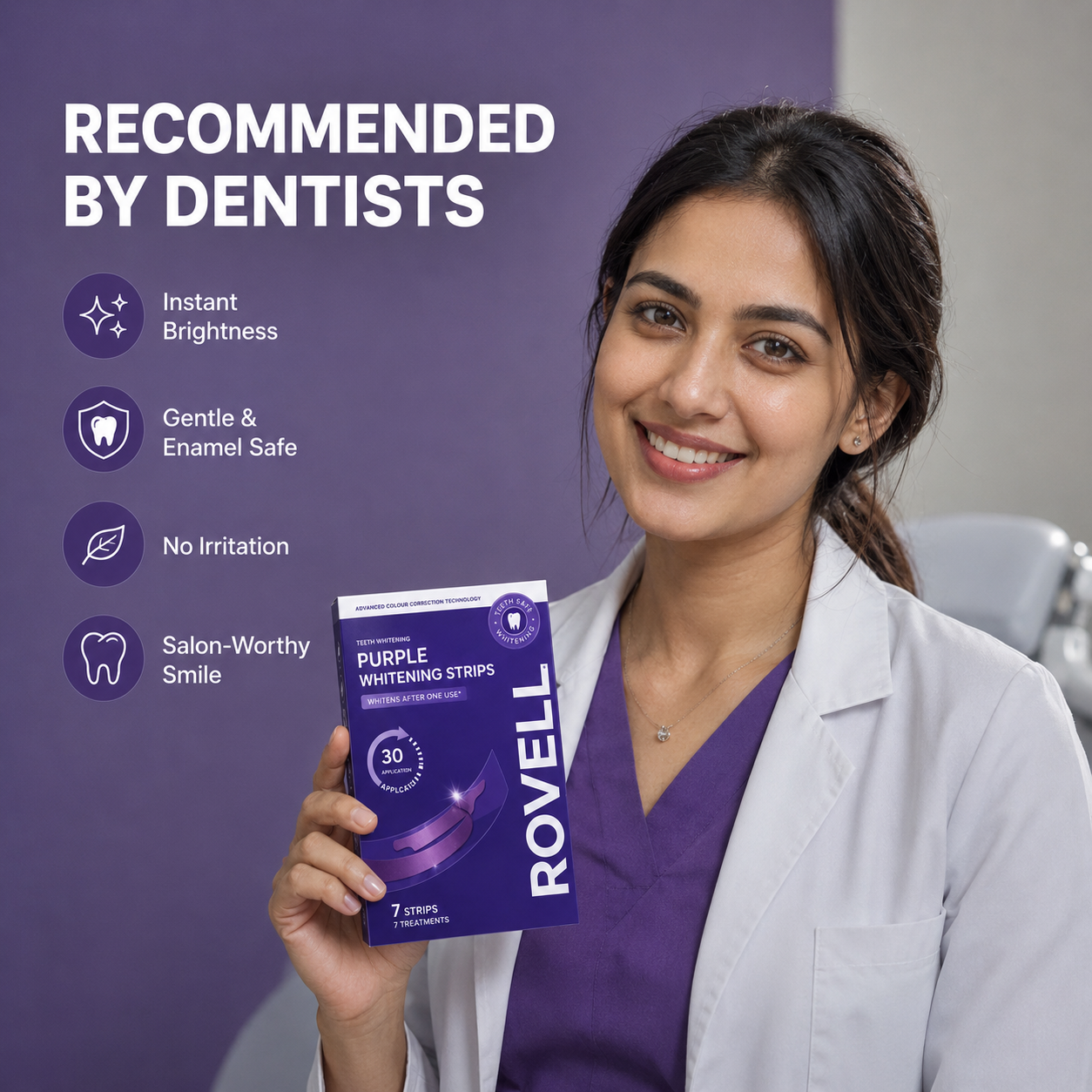 ROVELL™ Purple Teeth Whitening Strips | 7 Treatments